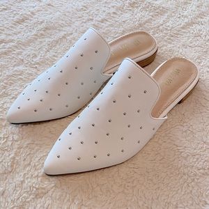 Studded Faux Leather Pointed Flats